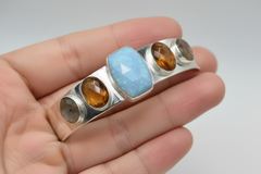 Jay King Sterling Silver Blue Opal & multicolor Agate Cuff Bracelet, 6-3/4"
