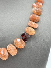 Rarities Sterling Silver Goldclad Faceted Sunstone & Garnet Toggle Necklace, 21"