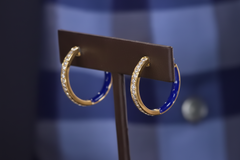 Rarities Sterling Silver Goldclad Blue Topaz & Blue Enamel Inside-Outside Hoop Earrings