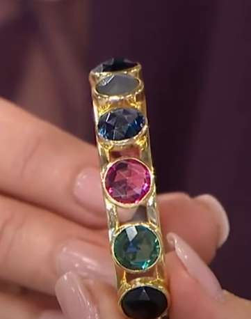 Joya Sterling Silver Goldclad Rainbow Multi-Stone Cuff Bracelet,