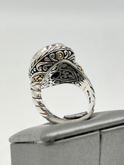 Bali RoManse Sterling Silver & 14k Accents Oval Prasiolite Twisted Cable Ring, size 8