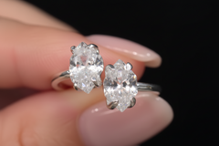Herkimer Mines Sterling Silver "Diamond" Quartz Freeform Two-Stone Ring, Size 9