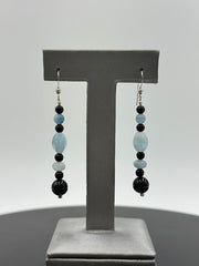 Jay King Sterling Silver Blue & Black Chalcedony Beaded Earrings, 1"