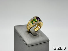 Colleen Lopez Sterling Silver Goldclad Oval Amethyst & Chrome Diopside Ring Size 6 | Elegant Statement Design
