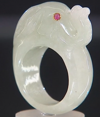 Jade of Yesteryear Sterling Silver Goldclad Elephant Carved Ring, Size 7