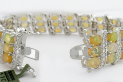 Colleen Lopez Sterling Silver Triple Ethiopian Opal & White Gemstone Tennis Bracelet, 7"