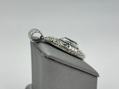 Bali Sterling Silver & 18K Gold Accents Blue Topaz Oval Pendant