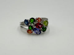 Sheryl Jones Sterling Silver 2.19ctw Multi-Gem Statement Ring Size 8 | Contemporary Color Design
