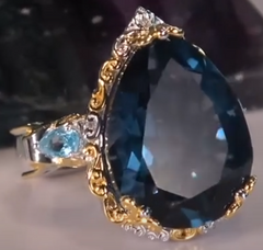 Anillo de plata de ley con fluorita y topacio azul suizo de Gems by Michael, talla 5