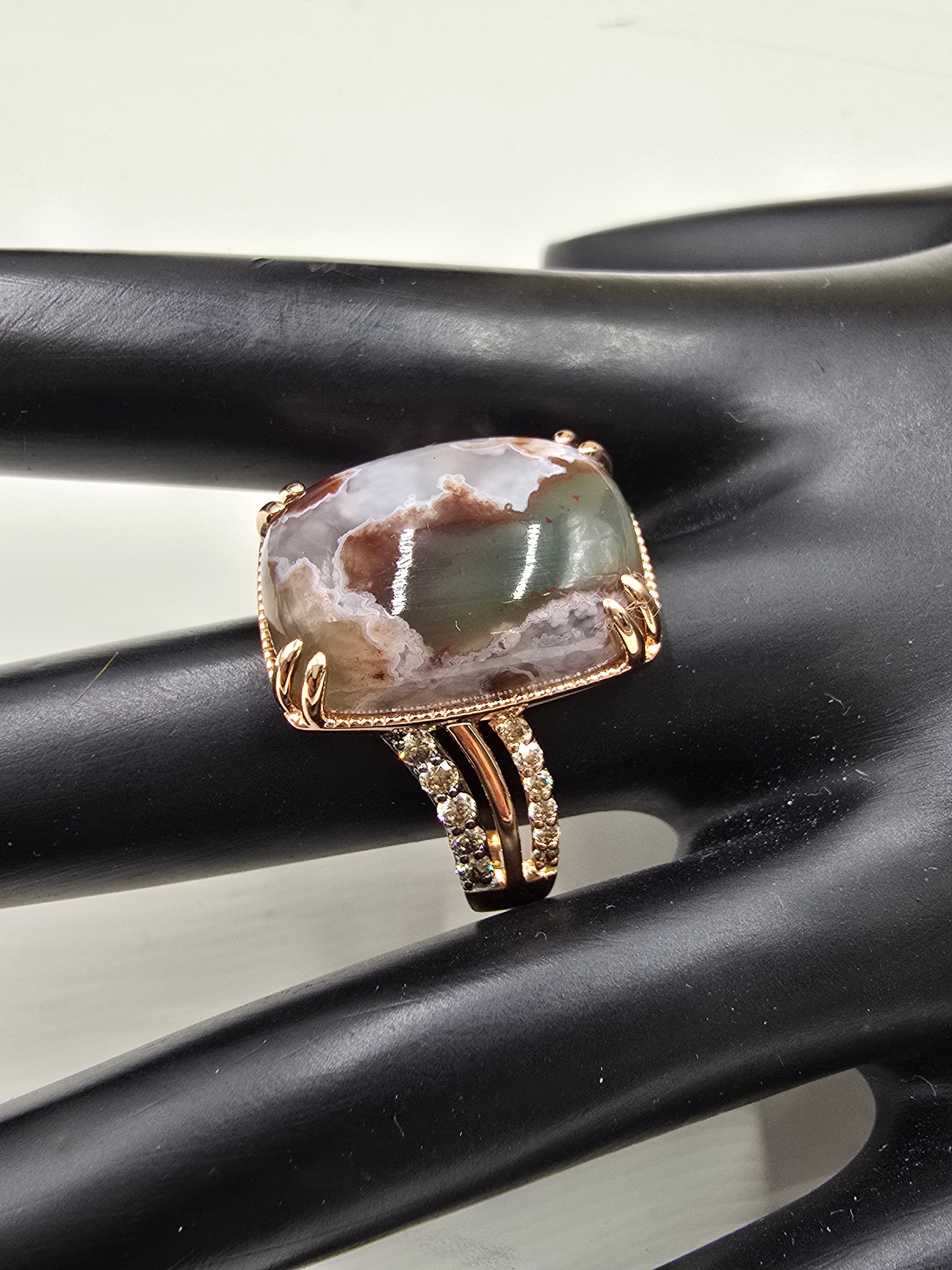 Gem Discoverer 14k Rose Gold Cushion Cut Aquaprase & Diamond Ring, Size 10