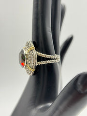 Bali Designs Sterling Silver &18K Gold Accents Round Watermelon Quartz Ring, Size 8