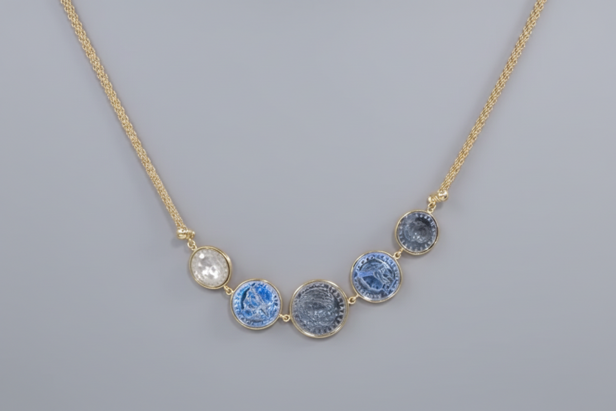 Bellezza Italian Coin Graduated Bismark Chain Necklace, 18"