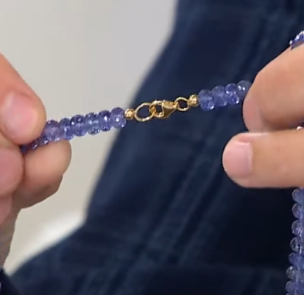 HSN 14K Gold Tanzanite Faceted Bead Graduated Necklace, 18"