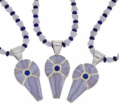 Colgante de ágata azul de encaje de plata esterlina de Jay King con collar de cuentas de 45 cm