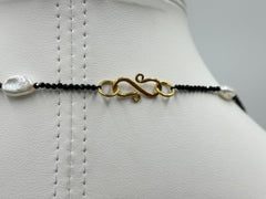 Rarities Sterling Silver Goldclad Black Spinel & Pearl Necklace, 54"