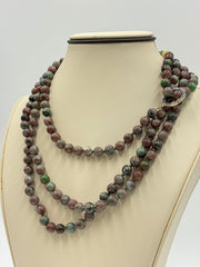 Rarities Sterling Silver Goldclad Garnet  Beaded Toggle Clasp Necklace, 60"