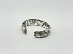 JAI Sterling Silver Paisley Carved & Venice Scenery Cuff Bracelet, 7-1/2" 81.5g