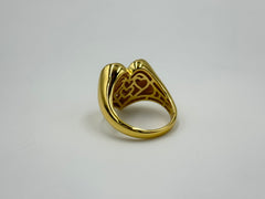 Absolute Sterling Silver Gold-Tone Pavé Heart Signet Ring Size 8