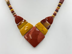 Collar babero Jay King de plata de ley con cuentas de madera petrificada multicolor de 45 cm