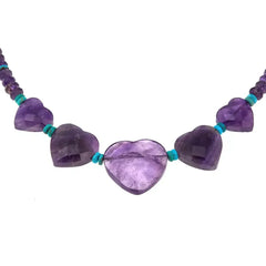 Jay King Sterling Silver Amethyst Hearts & Turquoise Bead Reversible Necklace, 18"