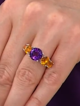 Colleen Lopez Sterling Silver African Amethyst & Citrine Ring, Size 8