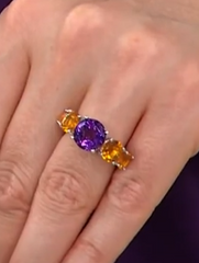 Colleen Lopez Sterling Silver African Amethyst & Citrine Ring, Size 8