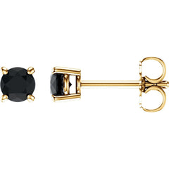 14K Yellow Natural Black Onyx Stud Earrings