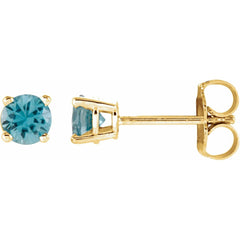 14K Yellow Natural Sku Blue Topaz Stud Earrings
