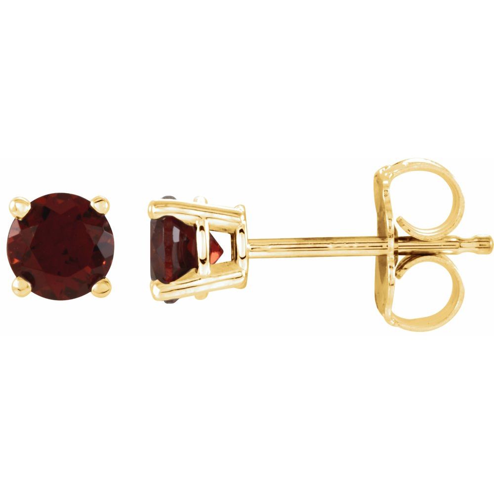 14K Yellow Natural Mozambique Garnet Stud Earrings