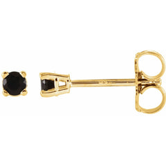 14K Yellow Natural Black Onyx Stud Earrings