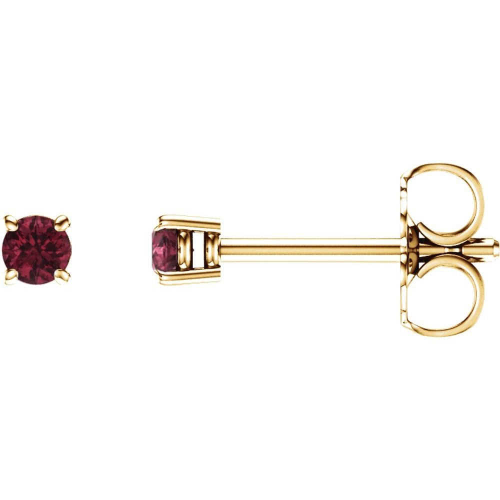 14K Yellow Natural Mozambique Garnet Stud Earrings