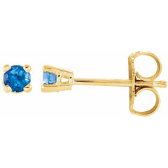 14K Yellow Natural Swiss Blue Topaz Stud Earrings