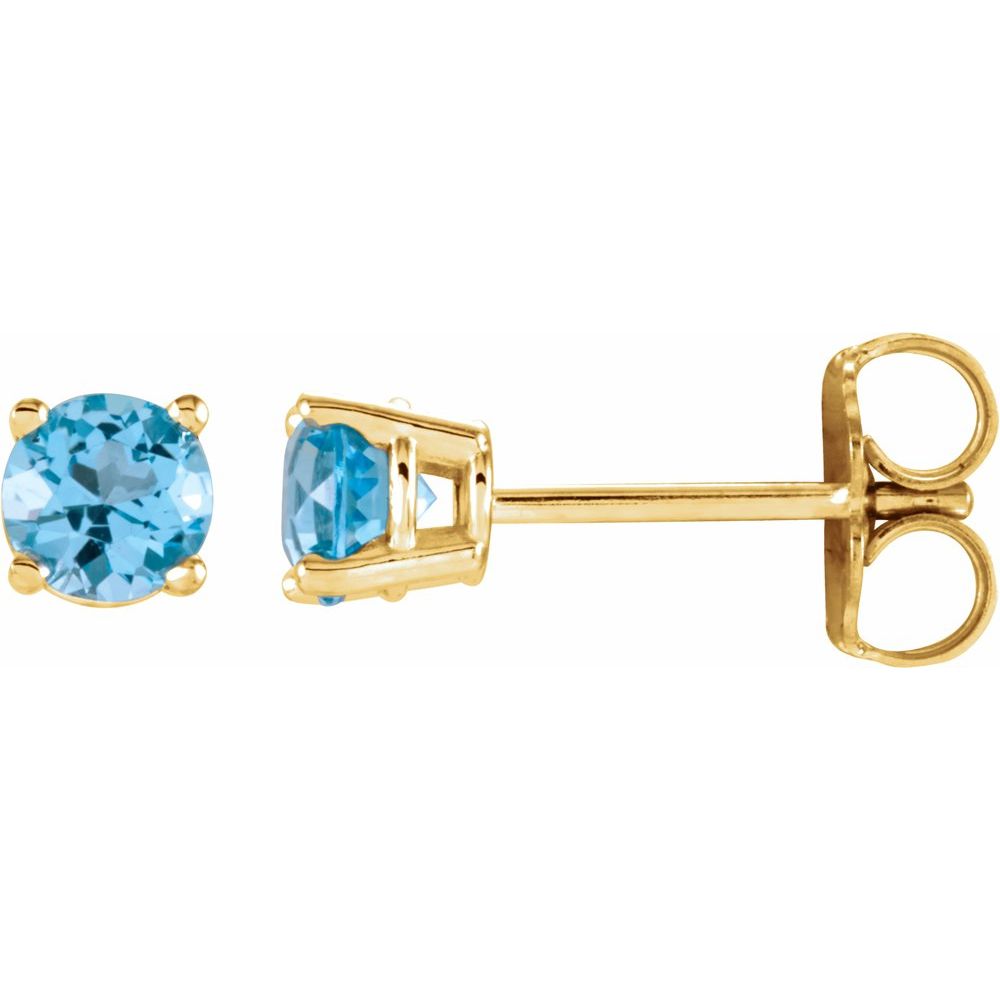14K Yellow Natural Sku Blue Topaz Stud Earrings