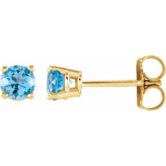 14K Yellow Natural Sku Blue Topaz Stud Earrings