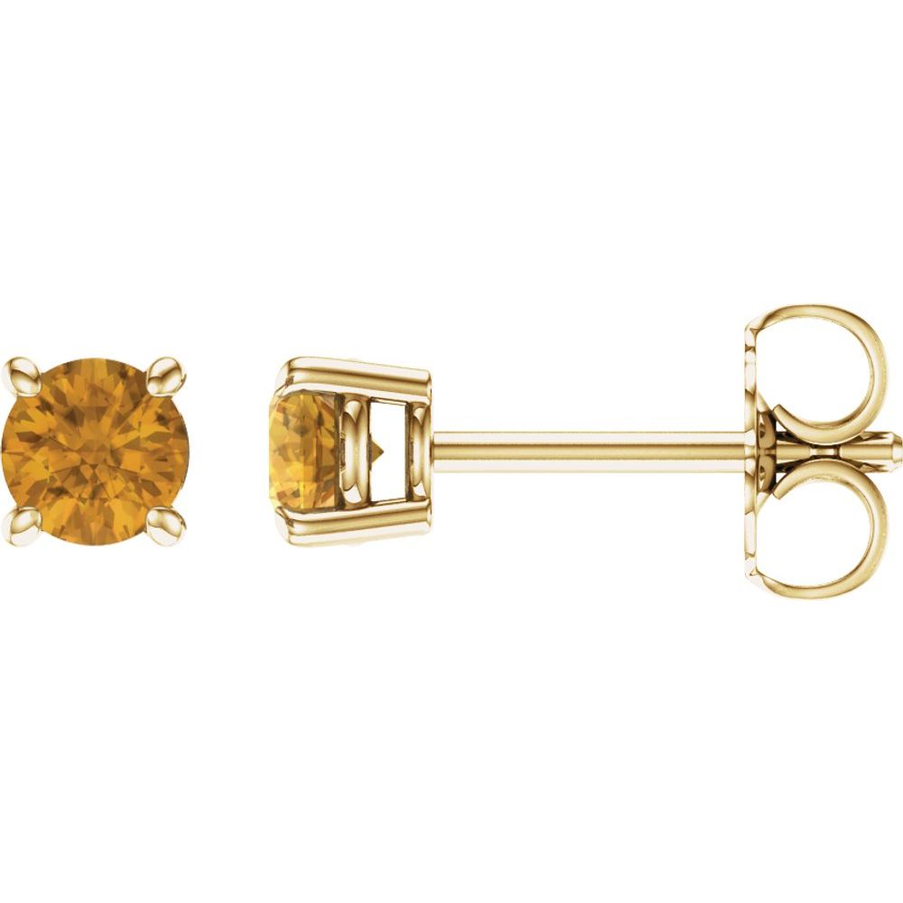 14K Yellow Natural Citrine Stud Earrings