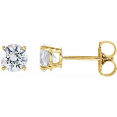 14K Yellow 1 Ctw Natural Diamond Stud Earrings