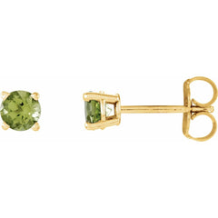 14K Yellow Natural Peridot Stud Earrings