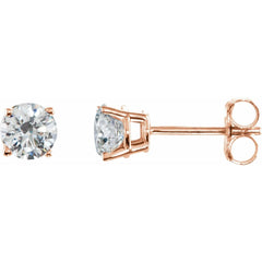 14K Rose 2 Ctw Natural Diamond Stud Earrings