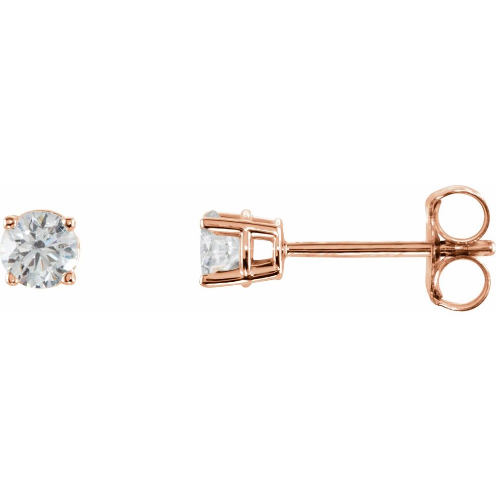 14K Rose 1/3 Ctw Natural Diamond Stud Earrings