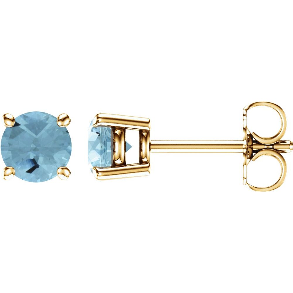 14K Yellow Natural Aquamarine Stud Earrings