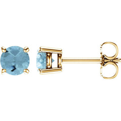 14K Yellow Natural Aquamarine Stud Earrings