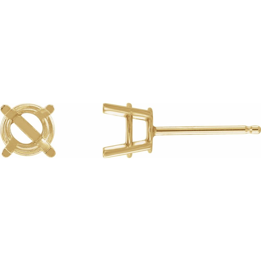 10K Yellow 10 mm Round 4-Prong Earring Mounting