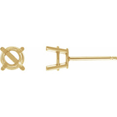 10K Yellow 10 mm Round 4-Prong Earring Mounting