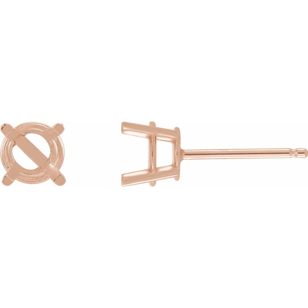 14K Rose 10 mm Round 4-Prong Stud Earring Mounting
