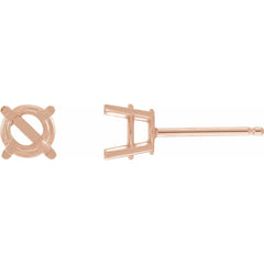 14K Rose 10 mm Round 4-Prong Stud Earring Mounting
