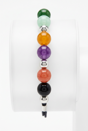 Jade of Yesteryear Multicolor Jade Bead Macrame Adjustable Bracelet