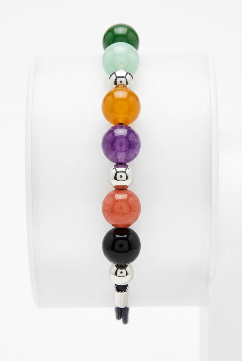 Jade of Yesteryear Multicolor Jade Bead Macrame Adjustable Bracelet
