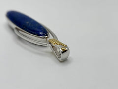 Traveler's Journey Sterling Silver Oval Labradorite & Blue Lapis Reversible Pendant, 2"