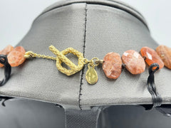 Rarities Sterling Silver Goldclad Faceted Sunstone & Garnet Toggle Necklace, 21"