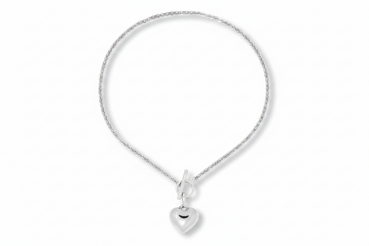 Bellezza Bronze Cristallino Bronze Cestina Heart Enhancer Pendant Necklace 18"